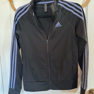 Adidas Women's Black Bomber Jacket with Purple Stripes